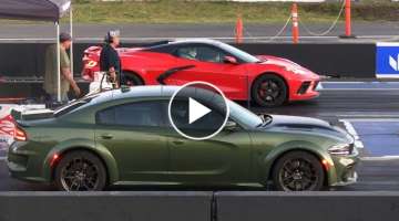 C8 Corvette vs Hellcat - drag racing