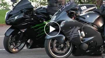 Ninja battles Hayabusa-drag racing,motorbikes details,top speed and acceleration