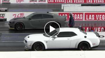 2020 Hellcat Redeye vs Hellcat Charger and Dodge Demon vs Hellcat Charger - muscle cars drag raci...