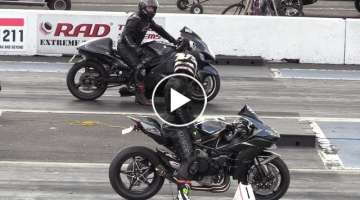 H2 Ninja vs Hayabusa - motorcycles drag racing