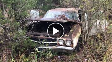 MYSTERY LS6 SS454 1970 CHEVELLE WAS DRIVEN INTO THE WOODS AND ABANDONED!!!